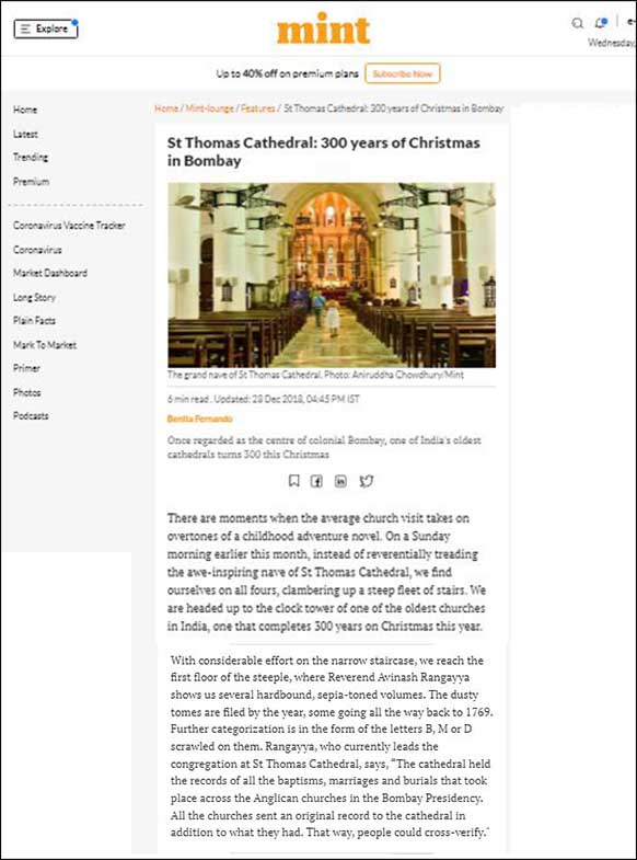 St Thomas Cathedral: 300 years of Christmas in Bombay , Live Mint