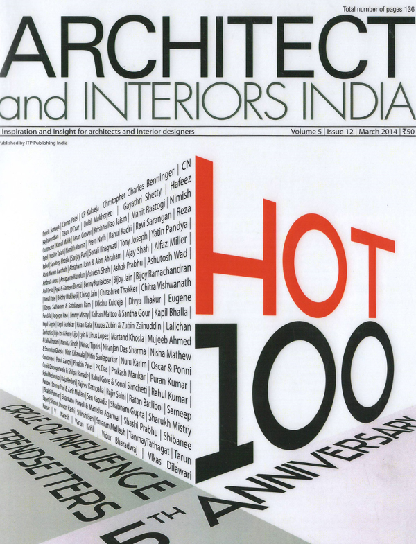 Architect & Interiors India - March 2014.  Vol 5 Issue 12.